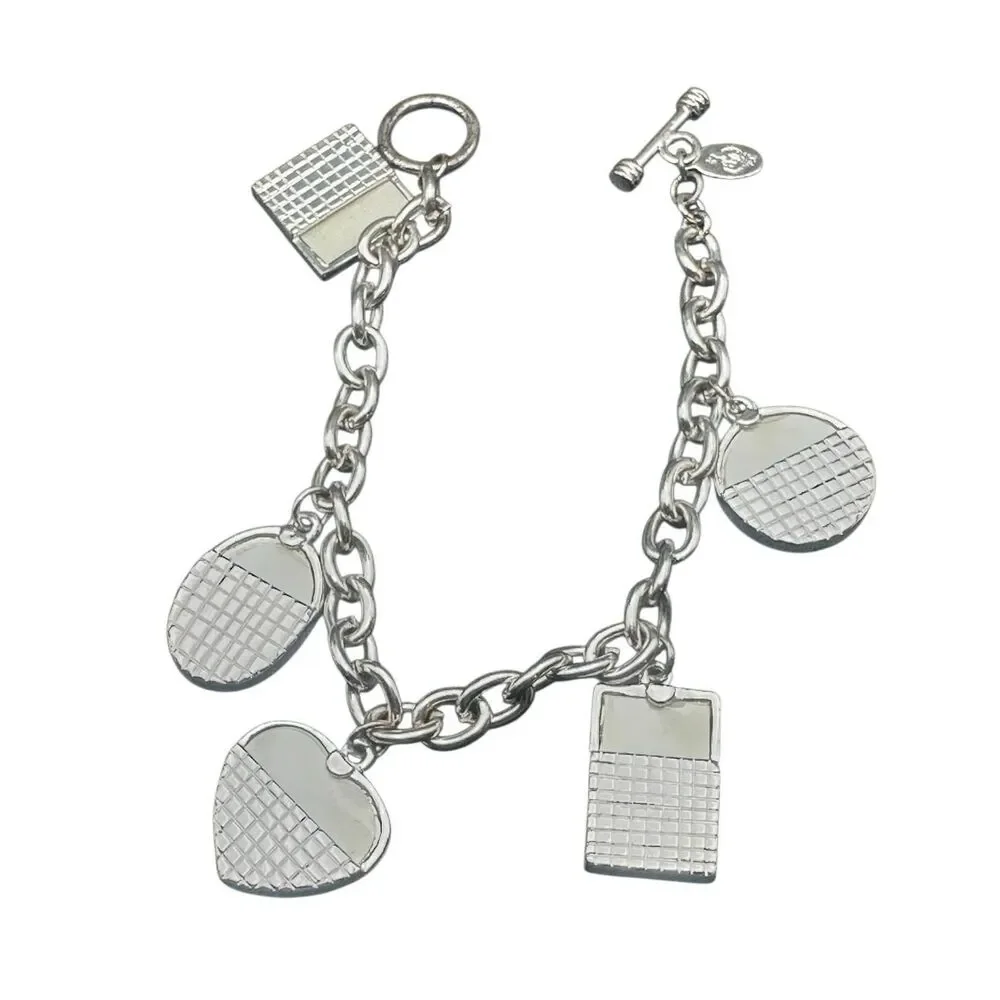 Vintage Premier Designs Photo Charm Bracelet silver tone